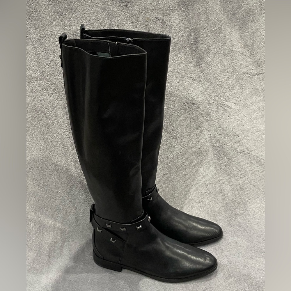 TED BAKER London Plannia Bow Knee High Boots Black Leather Women’s Size 35 New